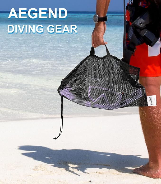 Aegend Snorkeling Gear for Adults Youth Kids, Dry Snorkel Set Panoramic View Enhanced Anti-Leak and Anti-Fog Technology, Adjustable Strap for Snorkeling Scuba Diving Swimming with Mesh Bag