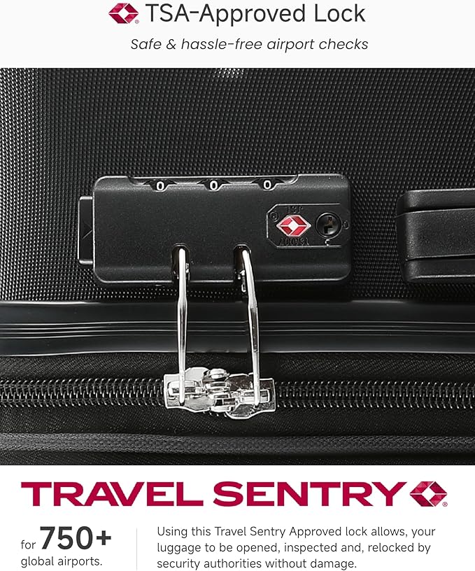 Luggage Sets 5 Piece, H1F Hardside Suitcase With Wheels - Spinner Wheels, TSA Lock, Includes Tote Bag（FX-Lite,Black,5 Piece Sets）