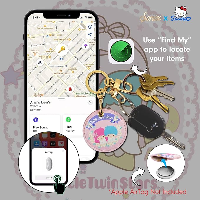 Sonix x Sanrio Keychain Case Compatible with Apple AirTag | Protective Cover Keychain | Hello Kitty & Friends - Floral Little Twin Stars