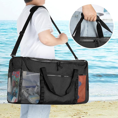Fasrom XL Mesh Dive Duffel Bag for Scuba Diving Gear, Oversized Sport Duffle Bag for Snorkeling, Swimming, Beach and Gym Items, Black (Empty Bag Only)