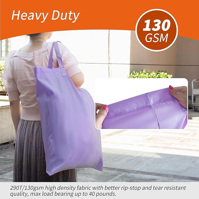 Polecasa Small Heavy Duty Laundry Bag with 130gsm Tear Resistant Fabric and Handles, Easy to Carry Durable Dirty Clothes Drawstring Bag, Perfect for College Dorm, Travel, 2 Pack 21”x24”,Purple