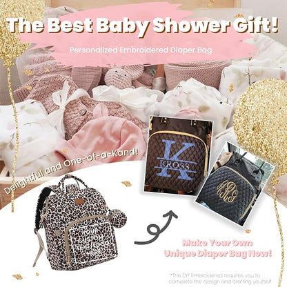 Diaper Bag Backpack with Changing Pad, Pacifier Case, Baby Bag for Boy Girl Toddler - Large, Stylish, Waterproof Travel Quilted Diaper Bag for Mom - Baby Shower - Cheetah