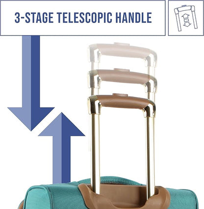 Steve Madden Designer Luggage - Checked Large 28 Inch Softside Suitcase - Expandable for Extra Packing Capacity - Lightweight Bag with Rolling Spinner Wheels (Harlo Teal Blue)