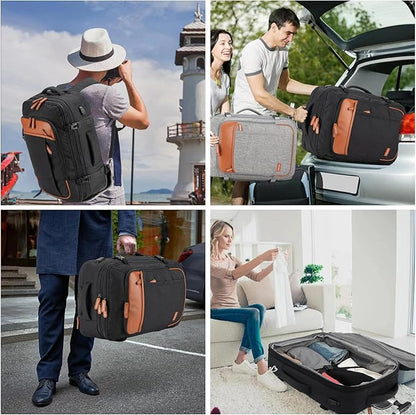 Lumesner Carry on Travel Backpacks, Extra Large 40L Flight Approved for Men & Women,Expandable Suitcase backpack (Rolling-Black)