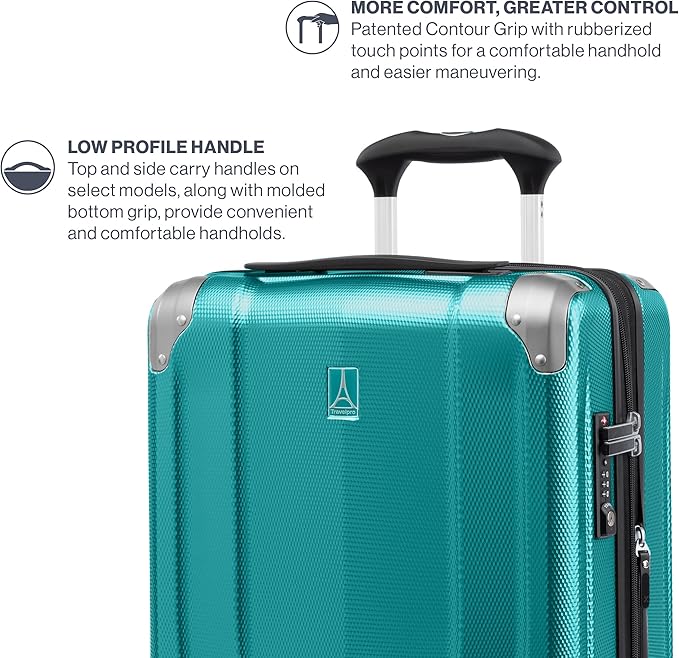 Travelpro Pathways 3 Hardside Expandable Luggage, 8 Spinner Wheels, Lightweight Hard Shell Suitcase, Checked Medium 25 Inch, Kayak Teal