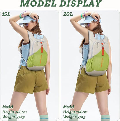 20L Small Hiking Backpack for Men Women Foldable Packable Back Pack Ultralight Hiking Daypack for Travel Camping Outdoor, Beige Green