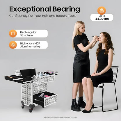 Large Capacity Makeup Organizer for Professional, Stylist Beauty Salon Cosmetic Luggage, Travel Makeup Case with Lock, for Barber Stores, Hairdressing Colleges, Homes