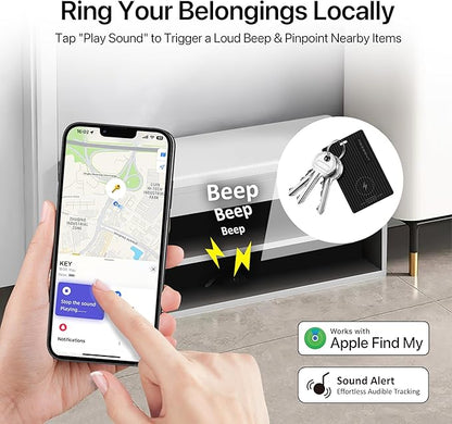 Slim Air Tag Wallet Tracker Card, [Apple MFi Certified], Wireless Charging, Work with Apple Find My, IP67 Waterproof, Item Locator for Keys, Bags, Passport, iOS Only, 1 Pack