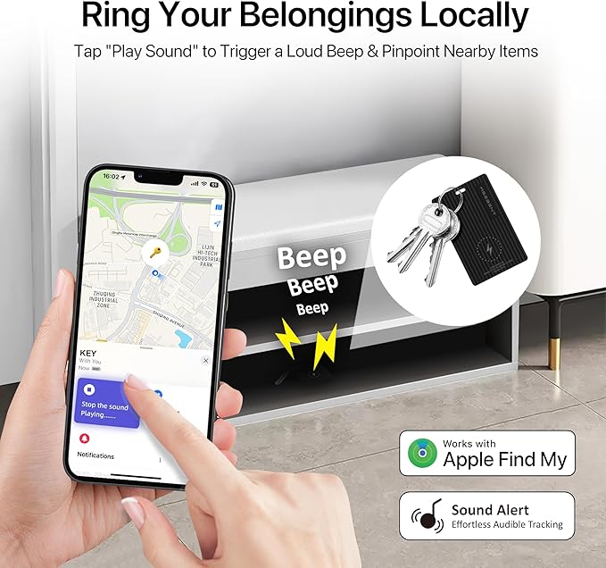 Slim Wallet Tracker Card 2 Pack, [Apple MFi Certified], Wireless Charging Bluetooth Finder, Credit Card Size Locator, IP67 Waterproof, Works with Apple Find My for Wallet, Keys, Bags, iOS Only