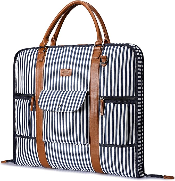 S-ZONE Carry on Garment Bag for Business Travel Canvas Leather Men Suit Cover