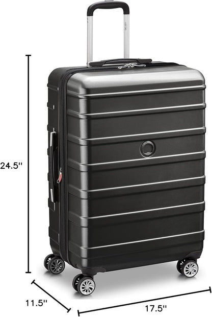DELSEY PARIS Margot Hardside Luggage, Dual Wheel Spinners for Smooth Travel, Expandable with Spacious & Organizable compartments, Men and Women, Black, Medium Check-in 24-Inch