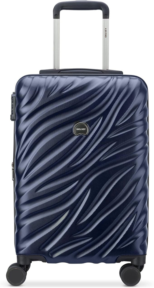 DELSEY PARIS Alexis Durable Hardside Luggage, Expandable Lightweight 4-Wheel Spinner, Easy Grip Telescoping Handle for Smooth Mobility, TSA-Lock Incorporated, Men and Women, Navy, Carry-On 21-Inch