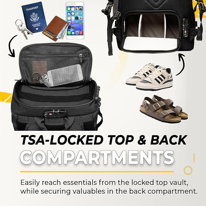 TradeSmart Tactical Carry On Backpack – Max Airline Size, 3 TSA Locks, Laptop Compartment & Cordura Fabric