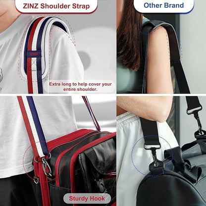 ZINZ 60" Universal Strap with Ultra-Thick Fixed Breathable Pad - Adjustable Heavy-Duty Shoulder Strap for Laptop, Crossbody, Luggage, Gym, Camera Bag and More - TW01B05