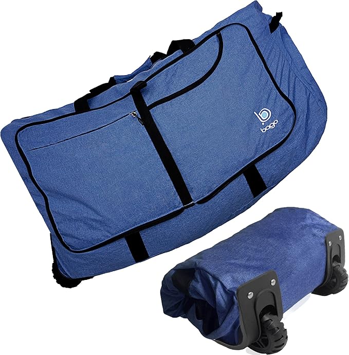 Bago Rolling Duffle Bag with Wheels - 30" 100L Foldable Weekender Bag, Waterproof Travel Duffel Bags, Heavy Duty Lightweight Duffle Bags for Traveling, Rolling Duffels with Wheels (SnowDepBlue)