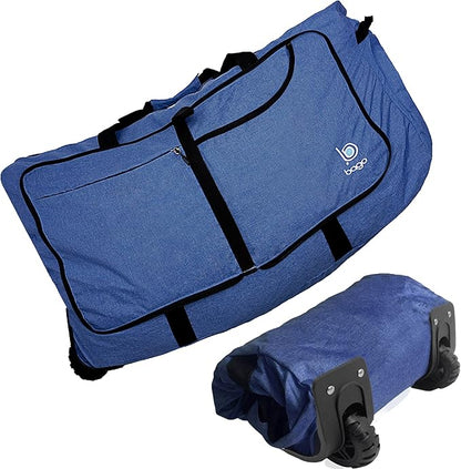 Bago Rolling Duffle Bag with Wheels - 30" 100L Foldable Weekender Bag, Waterproof Travel Duffel Bags, Heavy Duty Lightweight Duffle Bags for Traveling, Rolling Duffels with Wheels (SnowDepBlue)