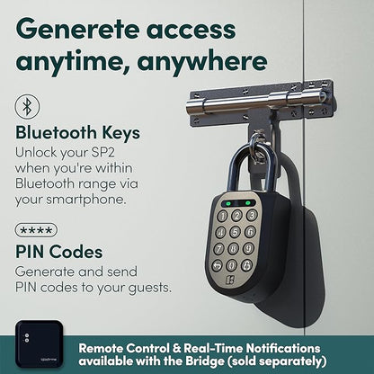 igloohome New Smart Padlock 2 (SP2) 2-Pack, The Toughest Smart Padlock – Generate Access from Anywhere with The Mobile app (iOS/Android) – No WiFi Needed, Waterproof & Rechargeable