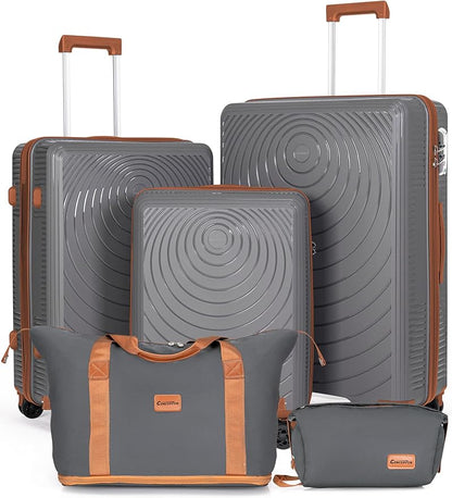 Luggage Sets 5 Piece,Lightweight,Impact-Resistant,Wear-Resistant Suitcases with Wheels, Hardshell Suitcase Set with Spinner Wheels, PP Carry on Luggage Set with TSA Lock, Travel Luggage