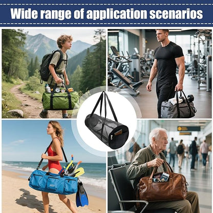 Dive Bag For Gear - Mesh Snorkel Gear Bag, Foldable Large Duffle, Breathable Lightweight Durable Equipment Carrier | Beach Travel Use For Swimming Snorkeling Diving Scuba Pool Laundry Gym Sports Balls