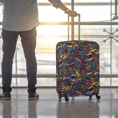 Explore Land Travel Luggage Cover Suitcase Protector Fits 27-30 Inch Case (Stamp, L)