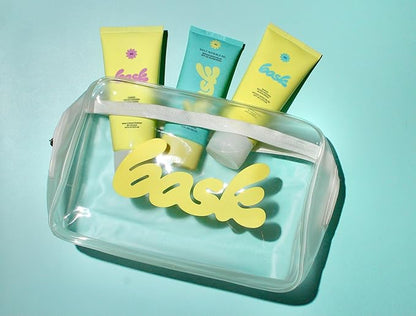 Bask Sunscreen Carry-on Kit: Travel Size Gift Set Bundle with Beach and Travel Pouch | SPF 30 & 50 Sheer Moisturizing Lotion, Daily Invisible Gel SPF 40 Face Sunscreen, & Convenient Travel Pouch