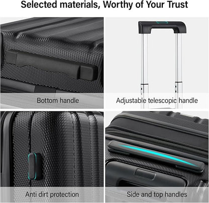 Hanke Expandable Hardshell Luggage Sets 3 Piece Extra Large Suitcases with Lock,28 Inch Luggage with Spinner Wheels, PC Travel Suitcase for Women Men 20 24 29Inch,Jet Black