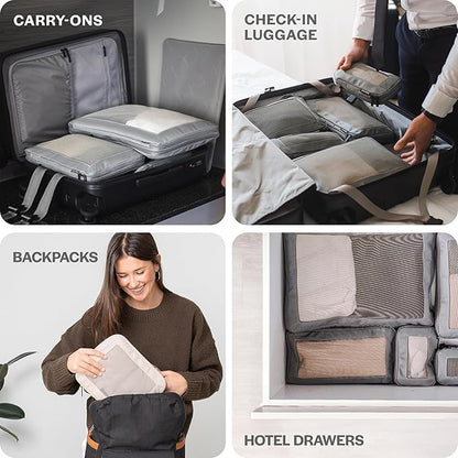 Aerotrunk Compression Packing Cubes for Travel - Luggage Organizer Bags - Double Zipper Packing Cubes for Suitcases (2-Pack, Olive)