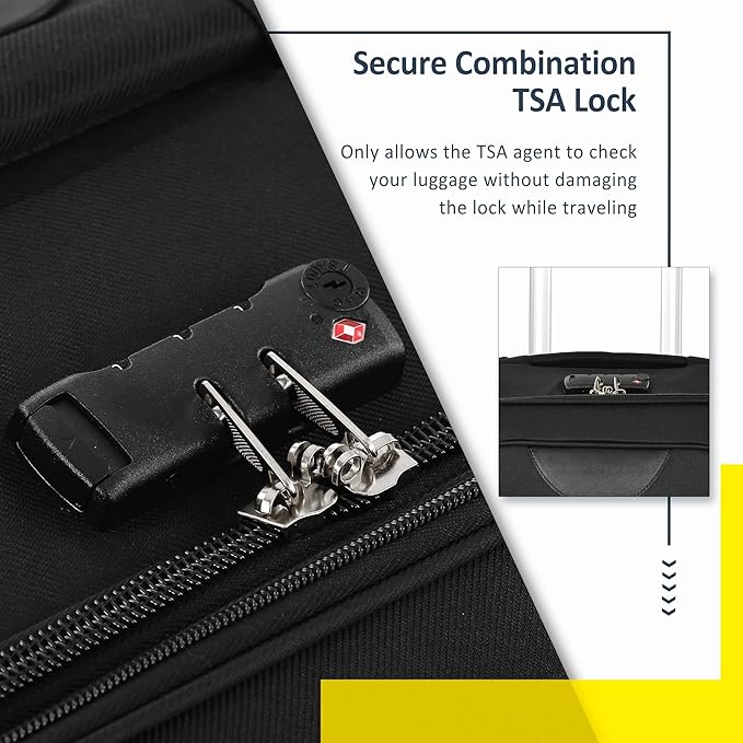 Luggage Sets 3 Piece Softside Expandable Lightweight Durable Softshell Suitcase Sets Spinner Wheels TSA Lock