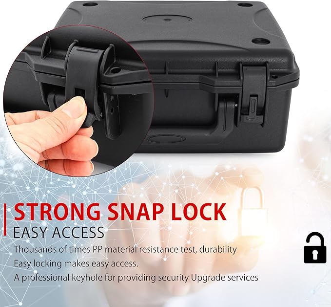 Hard Case with IP67 Waterproof Shockproof Tool Box for Microphone, Drones, Camera, Equipments, Portable Storage Case, 12.2 x 9.8 x 5.5 Inch