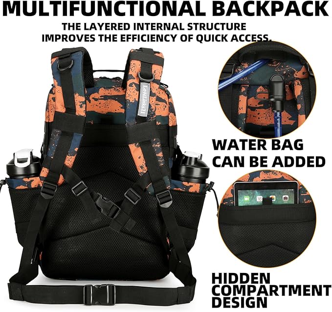 25L Tactical Backpack for Men and Women Military Backpack Small Assault Pack Molle Backpack Bug Out Bag Travel Rucksack Daypack (Mars Camo)