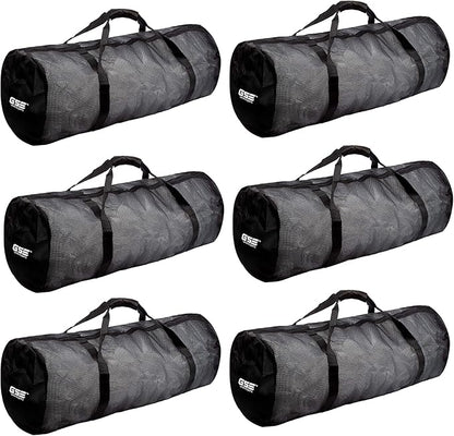 Black Heavy-Duty Large Mesh Sports Duffle Bag, Dry Bag, Diving Equipment Scuba Bag with Zipper. Great for Gym Workout, Sport Balls Storage, Scuba Gear, Snorkeling, Water Sports and Travel