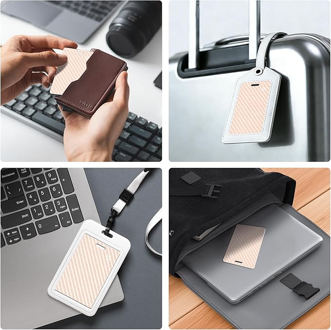 [Apple MFi Certified] Wallet Tracker Card with Apple Find My (iOS Only) Rechargeable Air Tracker Tags Bluetooth Wallet Finder IP68 Waterproof GPS Tracker Item Finder for Keys, Bags, Passport Pink