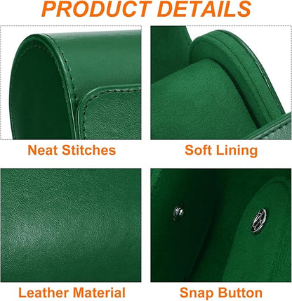 HARFINGTON Watch Roll Travel Case Single Slot Portable Leather Watch Case for Men and Women, Watches Storage Organizer with Removable Pillows for Traveling, Display, Home Storage, Green