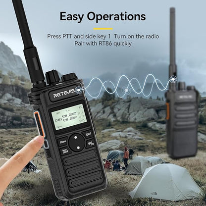 Retevis RT86S 2 Way Radio Long Range, High Power Walkie Talkie with LCD Screen, GMRS Two Way Radio with 2600mAh, NOAA, for Camping Off-Road Hunting(2 Pack)