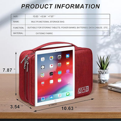 SELLYFELLY Electronic Bag Travel Cable Accessories Bag Waterproof Double Layer Electronics Organizer Portable Storage Case for Cable, Cord, Charger, Phone, Adapter, Power Bank, Kindle, Hard Drives