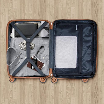 Romswi 3 Piece Luggage Sets, Expandable PC+ABS Hardshell Suitcase Set with TSA Lock YKK Zipper and Dual Spinner Wheels, Large Checked Travel Suitcases, 22/26/30 Inch, Olive Green
