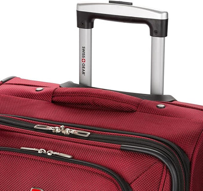 SwissGear Sion Softside Expandable Luggage – Medium Checked Suitcase with 360 Degree Wheels & Retractable Handle – 25 Inch, Perfect for 1-7 Night Trips – Burgundy