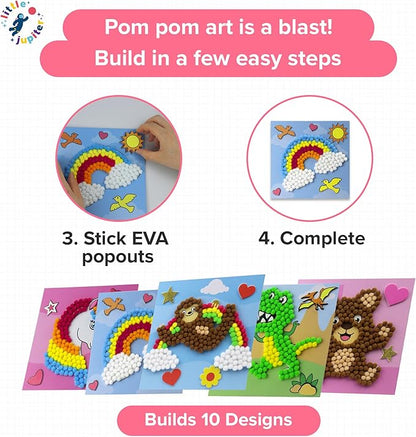Little Jupiter DIY Pom Pom Art - Makes 10 Art Pieces -Boy & Girl Crafts for Kids Age 3-5 - for Toddlers and Small Kids - Craft Activities - Arts and Crafts (Set3)