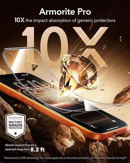 ESR Accessory Glass by Corning™ 3 Pack 9H+ Glass for iPhone 17 Pro Max Screen Protector, with AR Anti-Reflective Technology, Military Grade Shatterproof & Durable with UltraFit Tray
