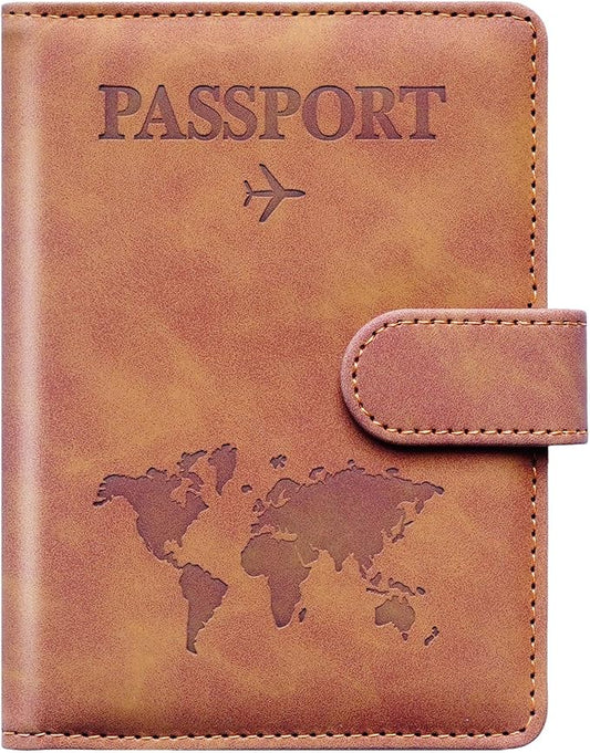 Passport Holder for Travel,Passport Holder with Card Slots Holder,Passport Case,Passport cover for Women and Men,Passport Wallet Travel Essentials and Accessories (Buckle, Brown)
