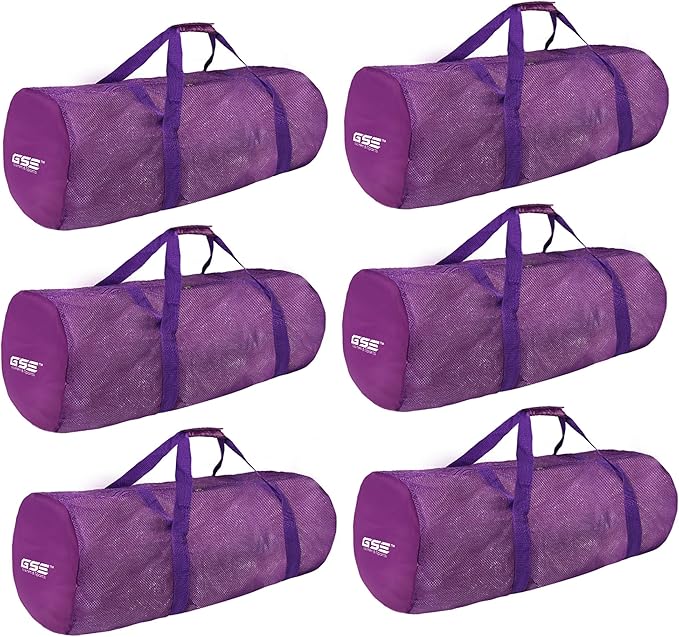 Purple Heavy-Duty Large Mesh Sports Duffle Bag, Dry Bag, Diving Equipment Scuba Bag with Zipper. Great for Gym Workout, Sport Balls Storage, Scuba Gear, Snorkeling, Water Sports and Travel