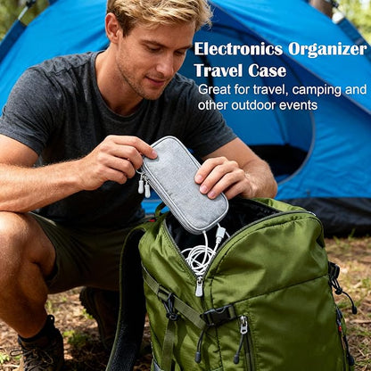 Travel Cable Organizer Tech Pouch: Portable Double Layers Cord Organizer Bag, Waterproof Travel Case Storage Bag for Cord, Charger, Earphone, USB Disk, Electronic Accessories, Travel Essentials