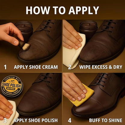 Eagle Shoe Shine Kit – 5-Piece Leather Shoe Polish & Cream Set with Brush & Cloths