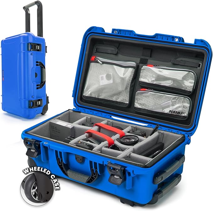 NANUK 935 Pro Photo Kit – Waterproof Travel Camera Hard Case with Padded Dividers and Wheels, 22” x 14” x 9” - Dustproof and Impact Resistant, Airline Carry-On Approved – Blue