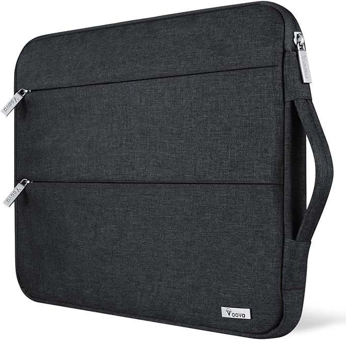 Voova 13 13.6 Inch Laptop Sleeve Case Compatible with MacBook Air 13 M1/M2/M3/M4 2020-2025, MacBook Pro 13/14, IPad Air/Pro 13, Waterproof Slim Computer Bag Cover with Handle, Black
