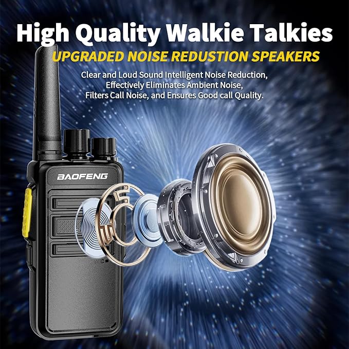 BAOFENG BD-V12B Radio 6 Pack Long Range Walkie Talkies for Adults, Portable FRS Two-Way Radios Rechargeable, with 6 Way Gang Charger,Earpiece,Typc-C Charging for School,Restaurant,Xmas Birthday Gifts