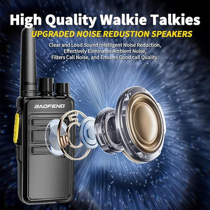 BAOFENG BD-V12B Radio 6 Pack Long Range Walkie Talkies for Adults, Portable FRS Two-Way Radios Rechargeable, with 6 Way Gang Charger,Earpiece,Typc-C Charging for School,Restaurant,Xmas Birthday Gifts