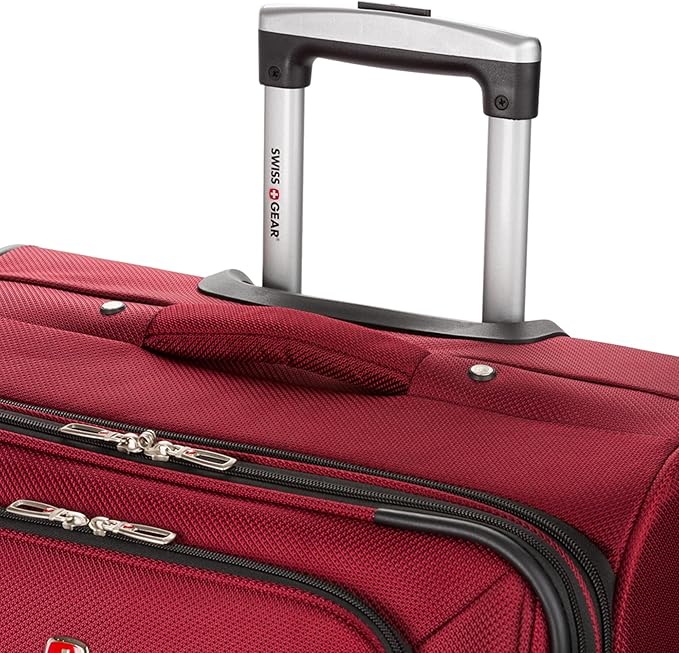SwissGear Sion Softside Expandable Luggage – Large Checked Suitcase with 360 Degree Wheels & Retractable Handle – 29 Inch, Perfect for 7-9 Night Trips – Burgundy