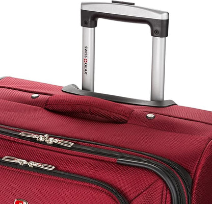 SwissGear Sion Softside Expandable Luggage – Large Checked Suitcase with 360 Degree Wheels & Retractable Handle – 29 Inch, Perfect for 7-9 Night Trips – Burgundy