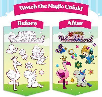 Funcils Foil Art Craft - Unicorn & Princess Sticker Activity Kit, Toddler Arts & Crafts for Kids, No Mess Kids Travel Toys, Games, Fun Birthday Gifts for Boys & Girls Ages 4, 5, 6, 7, 8, 9 Year Old